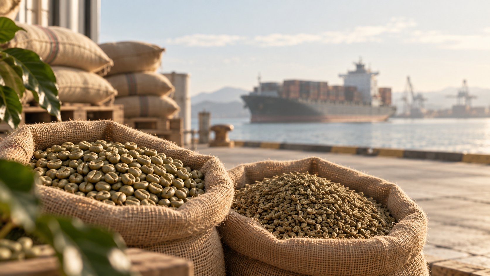Sacos de exportación estibados listos para despacho
